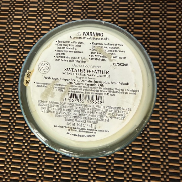 Bath Body Works Sweater Weather 3-Wick Scented Candle 14.5oz Snowflake Jar Teal - Picture 5 of 5